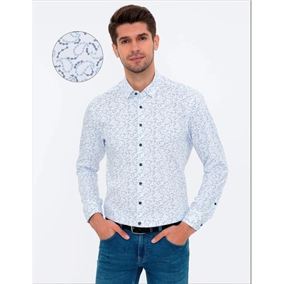 Beyaz Slim Fit Uzun Kollu Gömlek