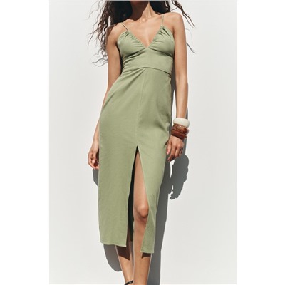 LINEN MIDI DRESS