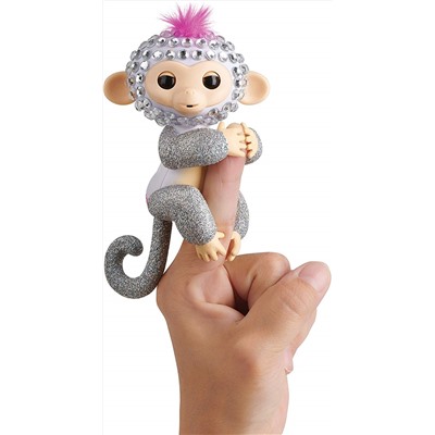 WowWee Fingerlings Monkeys - Fingerblings - Sparkle (White/Silver) - Friendly Interactive Toy