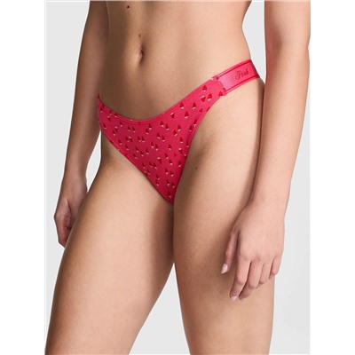 Logo Cotton High-Leg Thong Panty