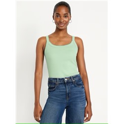 90s Ribbed Lace-Trim Tank