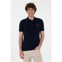 Erkek Slim Fit Polo Yaka Lacivert Basic Tişört