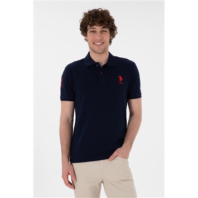 Erkek Slim Fit Polo Yaka Lacivert Basic Tişört