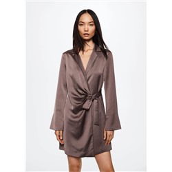 Vestido camisero satinado -  Mujer | MANGO OUTLET España