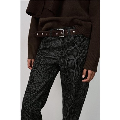 TRF MID-WAIST FLOCKED ANIMAL PRINT JEANS