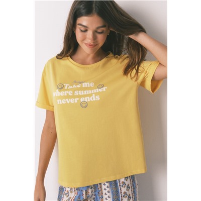 Camiseta Smiley amarillo 100% algodón