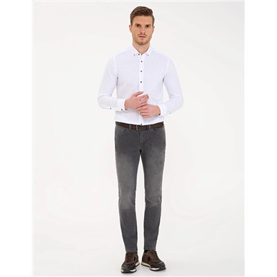 Beyaz Slim Fit Uzun Kollu Gömlek