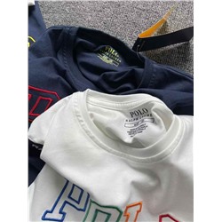 Детская хлопковая футболка с вышитым логотипом бренда Pol*o Ralp*h Laure*n