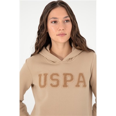 Kadın Kum Basic Kapüşonlu Sweatshirt