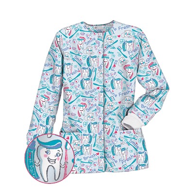 UA Smile Brush Shine Blue Print Scrub Jacket