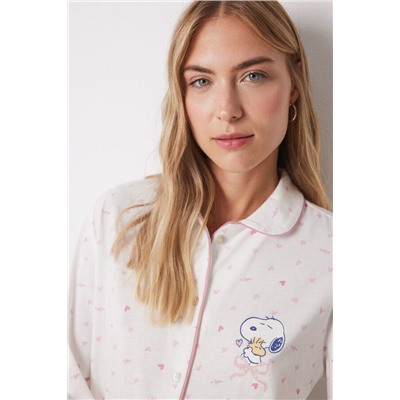 Camisón camisero 100% algodón Snoopy rosa