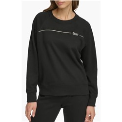 Rhinestone Stripe Logo Raglan Sleeve T-Shirt