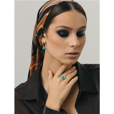 Кольцо из серебра с бирюзой родированное 925 пробы к-5003рш438