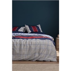 Vardan King Size %100 Pamuk Ranforce Baskılı Nevresim Takımı - Lacivert/Gri