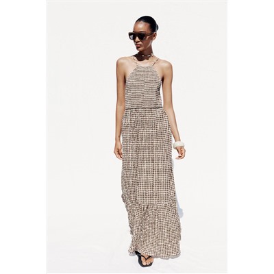 GINGHAM CHECK MIDI DRESS