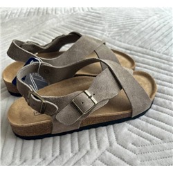Сандалии Birkenstoc*k с перекрестными ремешками и пробковой подошвой из натуральной кожи
