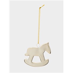 Игрушка елочная, 6 см, фарфор P, золотистая, Лошадка-качалка, New year
