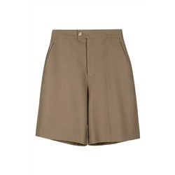 Short de tiro alto de lana Caqui
