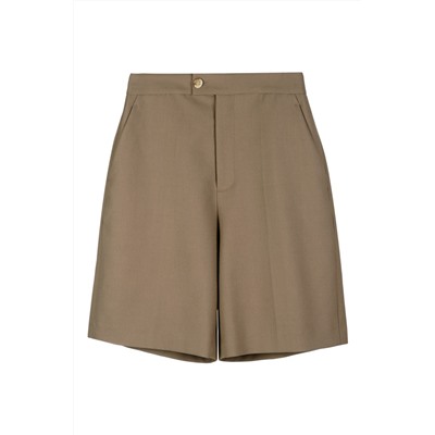 Short de tiro alto de lana Caqui