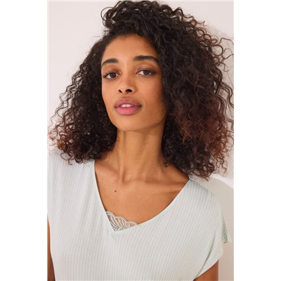 Camisón midi viscosa verde rayas