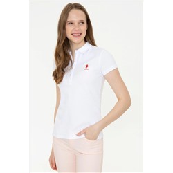 Kadın Beyaz Basic Polo Yaka Tişört