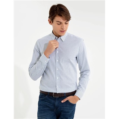 Yeşil Slim Fit Uzun Kollu Gömlek