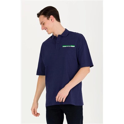 Erkek Lacivert Oversize Polo Yaka Tişört
