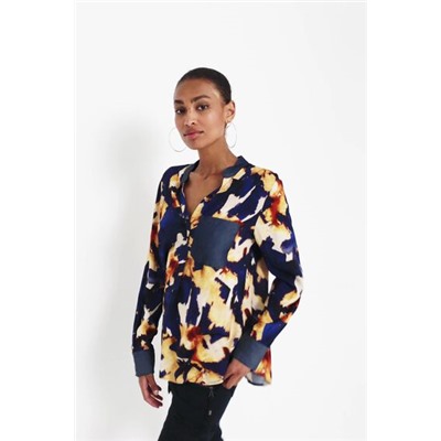 Blusa manga larga cuello pico
