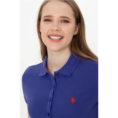 Kadın Mavi Basic Polo Yaka Tişört