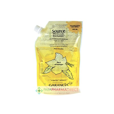 Garancia Source Micellaire Enchantée Eau Démaquillante Micellaire Peaux Sensibles Fleur d'Oranger ECO RECHARGE 400ml