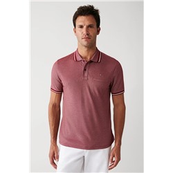 Avva Erkek Bordo Kıvrılmaz Yaka Cepli Standart Fit Normal Kesim 2 Düğmeli Polo Yaka T-shirt E001031