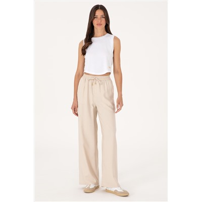 Kadın Taş Loose Relax Fit Kanvas Pantolon