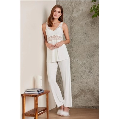 Pierre Cardin Dantelli Penye 3'lü Kadın Pijama Takımı - 2810 crdn2810