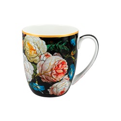 Кружка, 400 мл, фарфор F, черная, Розы, Baroque flowers, 62353