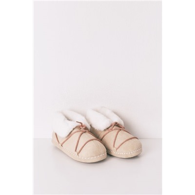 Zapatillas casa botas antelina beige