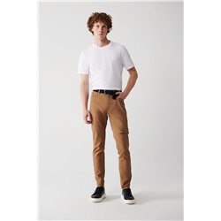 Kamel Armürlü Esnek 5 Cepli Slim Fit Dar Kesim Kanvas Pantolon