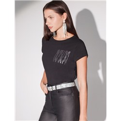 Нарядная футболка с принтом пайетками