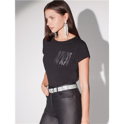 Нарядная футболка с принтом пайетками