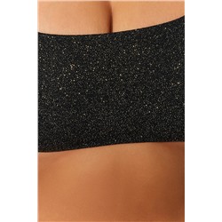 Siyah Simli Kumaş Bralette Büyük Beden Bikini Üstü TBBSS23CT00010