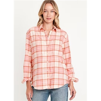 Flannel Boyfriend Button-Down Shirt