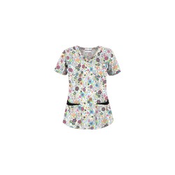 UA Floral Extravaganza Black Scrub Top