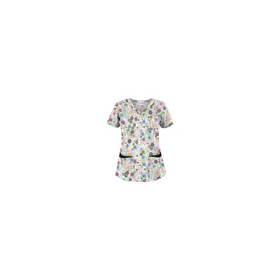 UA Floral Extravaganza Black Scrub Top