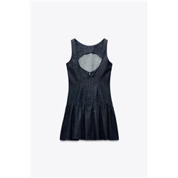 VESTIDO CORTO EFECTO DENIM VOLANTES