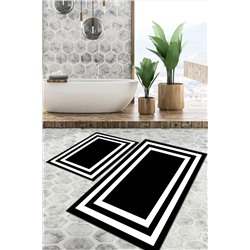 Tulip Dekorativ Halı Kaydırmaz Taban Yıkanabilir Leke Tutmaz 2 Li Set60x10050x60banyo Halısı Banyo Paspası Klozet Takımı kare-5390-50x60 60x100