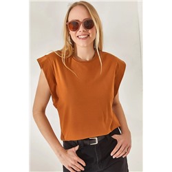 Olalook, Kadın Taba Koltuk Altı Parçalı Yarasa Tişört TSH-19000330