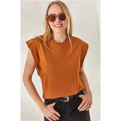 Olalook, Kadın Taba Koltuk Altı Parçalı Yarasa Tişört TSH-19000330