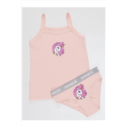 Denokids Unicorn Kız Çocuk Pembe Atlet Külot Takım CFF-22K1-067