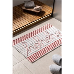 Fleuramour Banyo Paspas - Beyaz/Kırmızı/Gri - 50x80 cm