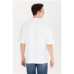 Erkek Beyaz Oversize Polo Yaka Tişört