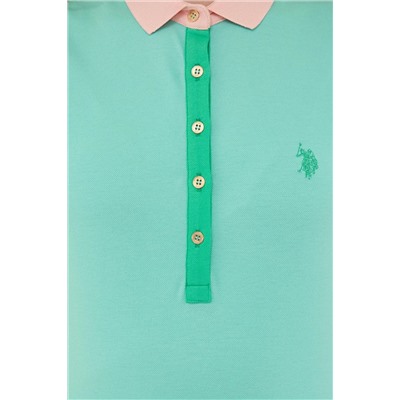 Kadın Mint Basic Polo Yaka Tişört